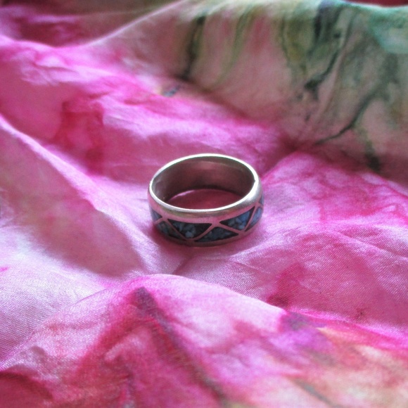 Sterling Silver & Turquoise Mens Ring - Picture 1 of 4